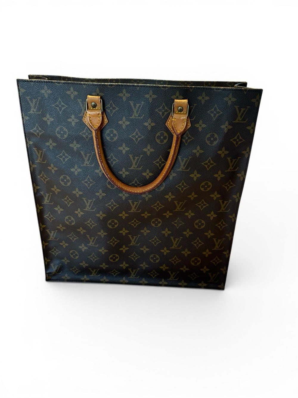 Vintage Louis Vuitton Sac Plat Tote Monogram Canvas Leather w/ AUTHENTICATION